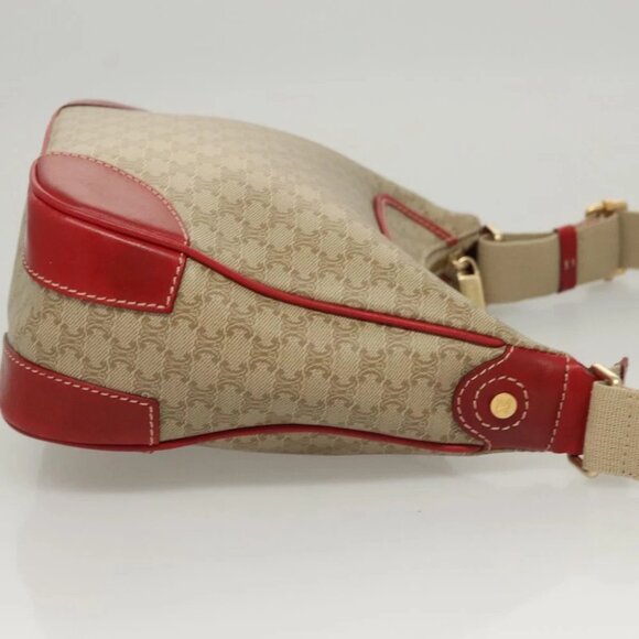 CELINE Macadam Canvas Shoulder Bag Beige Gold Auth 123951 - Picture 8 of 15